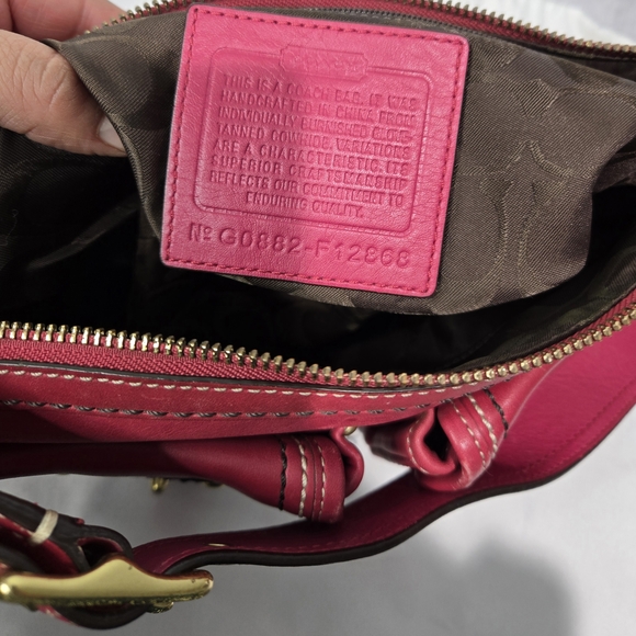 Coach Legacy Y2K Double Turnlock Satchel Shoulder Bag in a raspberry red - Picture 7 of 7